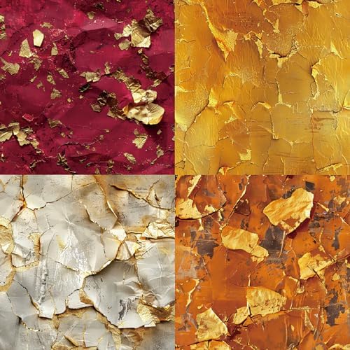 6x6 Scrapbook Paper Pad - Luxury Gold Foil Texture 160gsm Heavyweight Cardstock, 24 Pcs Distressed Metallic Decorative Paper for Scrapbooking, Junk Journal Supplies & DIY Crafts
