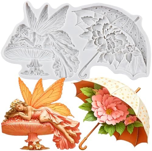 Flower Fairy Polymer Clay Molds Mushroom Elf Umbrella Silicone Mold