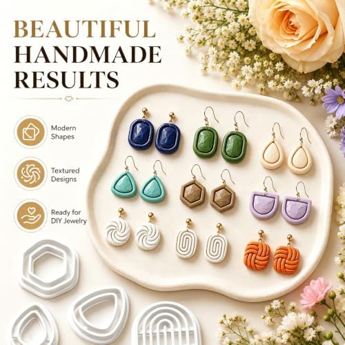 9Pcs Geometric Polymer Clay Cutters for Earrings Jewelry Making