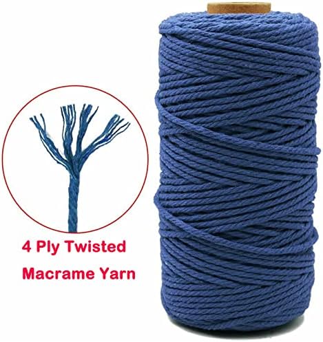 Macrame Cotton Cord 2mm x 219Yards, Moon Blue Natural Macrame Rope, Perfect Macrame Supplies Cotton Cord for Macrame Plant Hangers DIY Crafts (Natural Color, 2mm*219Yards)