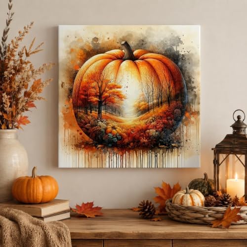 Fall Paint by Numbers Kit for Adults,Pumpkin Paint by Number With Frame