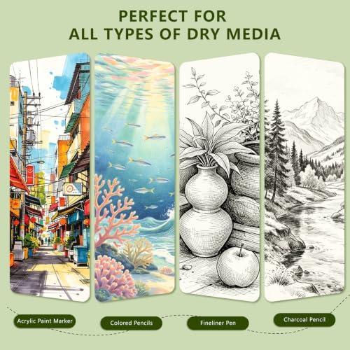 Hardcover Pocket Sketchbook, 3.5" x 5.4" Mini Small Travel Drawing Journal, 92lb/150gsm Heavyweight Paper, 120 Pages Blank Sketch Book for Adults Artists Mixed Media, Ideal Gift,Light Green