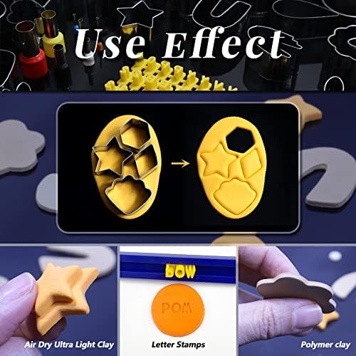 PTFJZ Polymer Clay Cutters for Earring Making 181pcs Clay Tools Set with 44 Shapes Stainless Steel Clay Earrings Cutters 16 Circle Shape Cutters 1 Letter Stamp 120 Jewelry Accessories