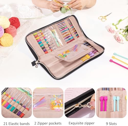 MYBAGZING Knitting Needles Case (up to 14 Inches) - Needle & Crochet Hook Organizer