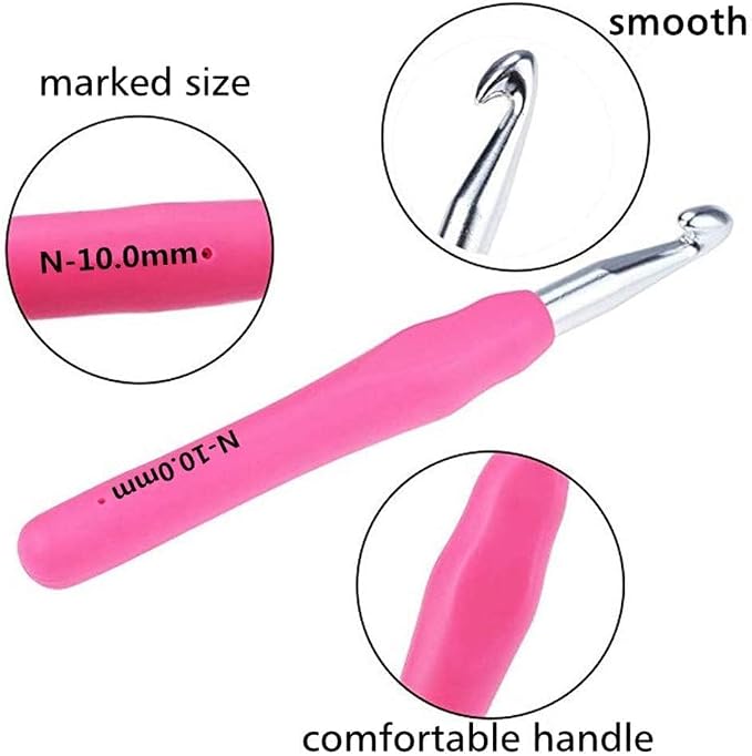 Yarniss Large Ergonomic Crochet Hooks Set 6.5mm 7.0mm 8.0mm 9.0mm 10.0mm | Big Crochet Hooks for Chunky Yarn