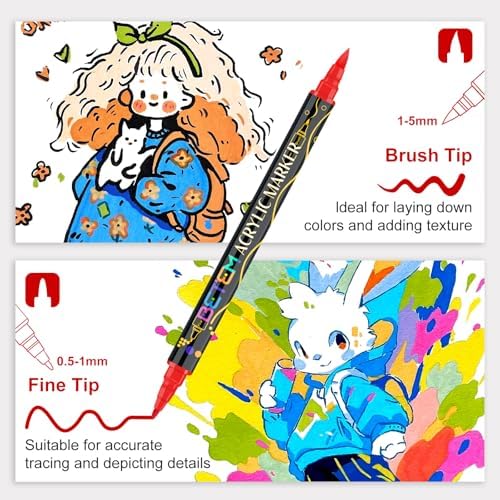 Betem 120 Colors Paint Markers for Glass, Dual Tip Acrylic Paint Pens