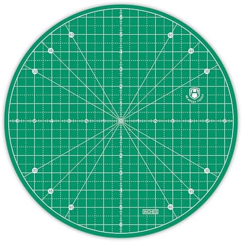 Headley Tools 13"x13" Round Rotating Cutting Mat, Self Healing Mat with 360-Degree Rotation & Anti-Slip Base, Sewing Board Cutting Mat Perfect for Fabric Quilting Leather Hobby Project, Green
