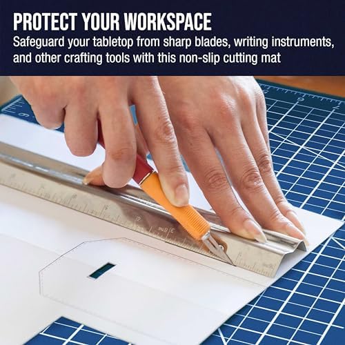 U.S. Art Supply 12"x18" Self-Healing Cutting Mat 5-Ply (2 Pack) White/Blue