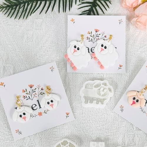 Xaekicr 4PCS Dog & Sheep Clay Cutters – Cute Polymer Clay Earring Cutters Set for Jewelry Making, Animal Clay Tools for DIY Projects, Polymer Clay Molds