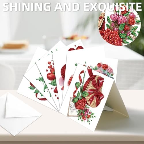 12pcs Diamond Art Painting Cards Valentine's Day Heart Rose Kit