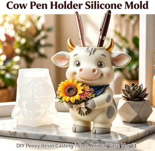 3D Highland Cow Silicone Resin Mold for Epoxy Casting Succulent