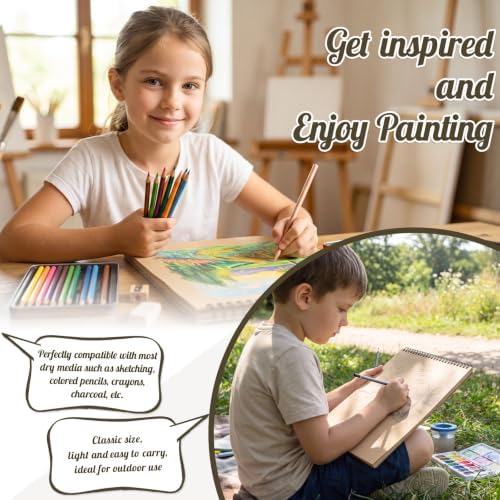 Sketch Book 8.5 x 11 in Kraft Paper Sketchbook Spiral Bound Toned Tan Drawing Pad for Pencil Charcoal Colored Pencils White Gel Pens Beginners Students Artists