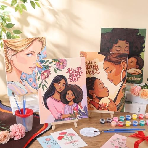Sherr 140 Pcs 20 Set Pre Drawn Canvas Painting Kit, Mother's Day