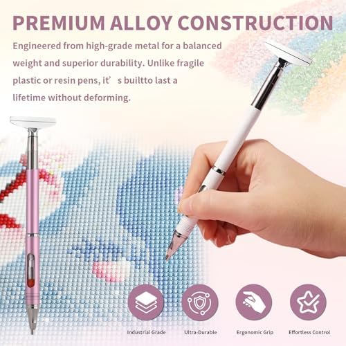Diamond Art Painting Pen, Automatic Refillable Wax Rhinestone Picker with Metal Scraper Head, Dual-Ended DIY Embroidery Accessories for Diamond Art, Nail Art & Crafts