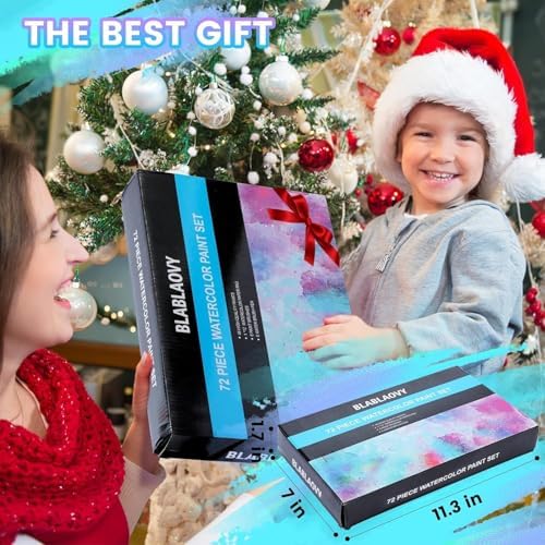 48 Colors Washable Watercolor Paint Set, with 12 Brush Pen & Drawing Pad