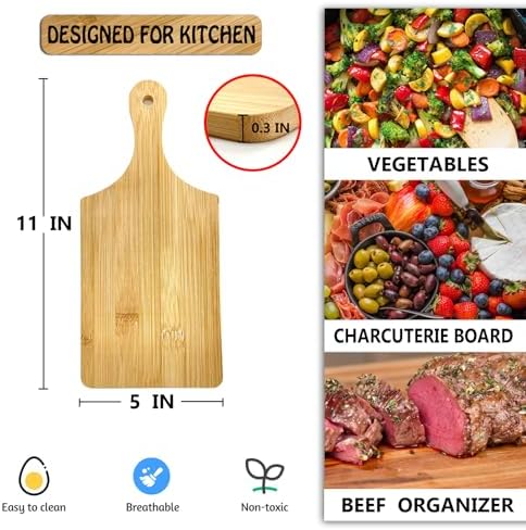 24 Pack Wooden Cheese Cutting Boards,Mini Charcuterie Board Set for Laser Engraving Blanks,Small Charcuterie Boards with Handle,Bulk Wood Cutting Board