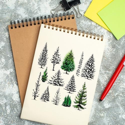 Large Trees Clear Stamps for Card Making, Forest Woods Background Clear Rubber Stamps Grove Pine Trees Background Transparent Rubber Seal Stamps for DIY Photo Scrapbooking Card Album Crafting Supplies