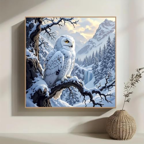 WCHUIMM 5D Owl Diamond Art Painting Kits for Adults, Crystal Rhinestones Diamond Painting, Gem Art Diamond Dots Crafts for Beginners DIY, Home Wall Christmas Decor Gift, 12x12inch