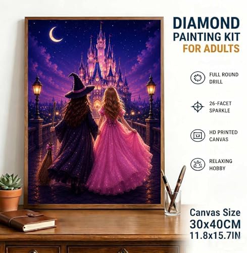 Diamond Art Kits for Adults,Princess and Witch Castle Diamond Painting