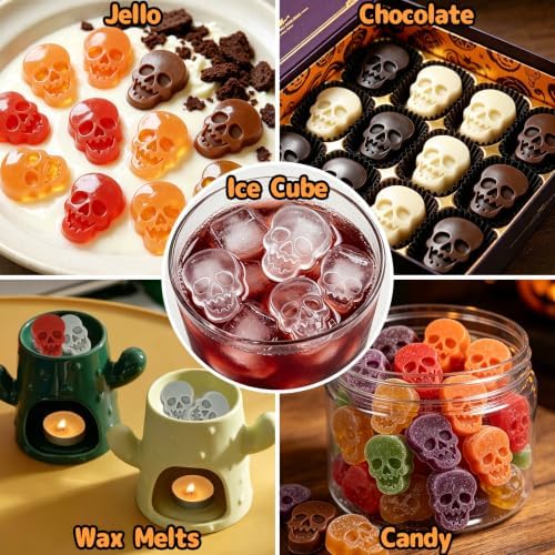 Skull Chocolate Candy Mold 24-Cavity, Halloween Skull Silicone Molds