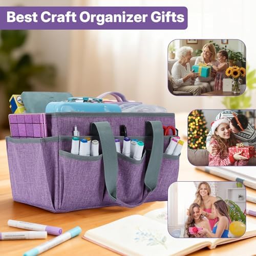 Craft Organizer Tote Bag, Art Storage Caddy with Multiple Pockets