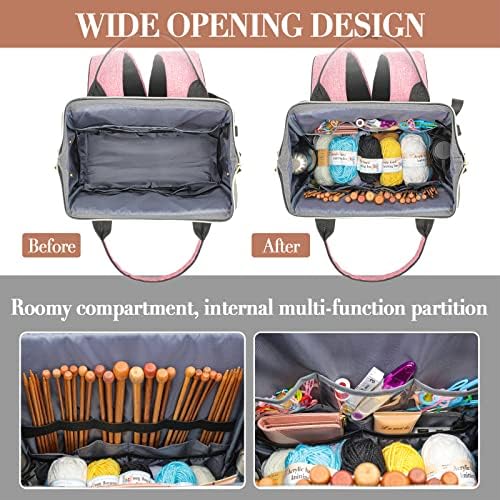 Kuosdaz Knitting Bag Backpack, Yarn Organizer, Quilted Backpack for Women