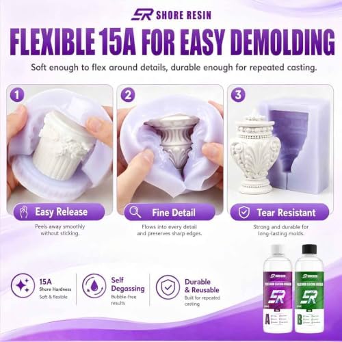 Silicone Mold Making Kit 34 oz, 15A Platinum Silicone Rubber
