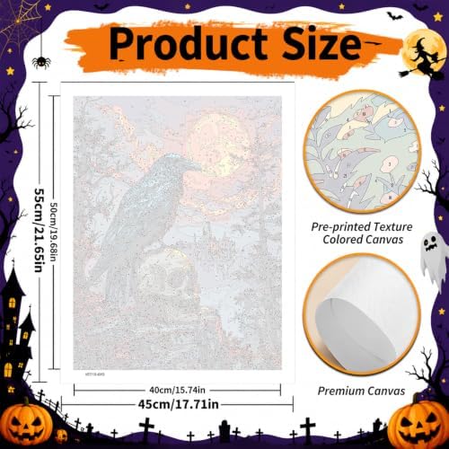 SUJINMEI Crow Paint by Numbers Kit for Adults Without Frame 16X20 inch | Halloween Adult Paint by Number Kits on Canvas, Crow Painting by Numbers for Adults, Acrylic Paints for Home Wall Decor