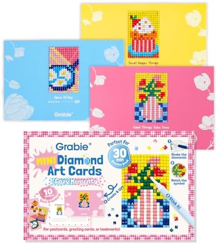 Grabie Mini Diamond Painting Cards Kit, 10 Pack Square Drill, Cozy Moments