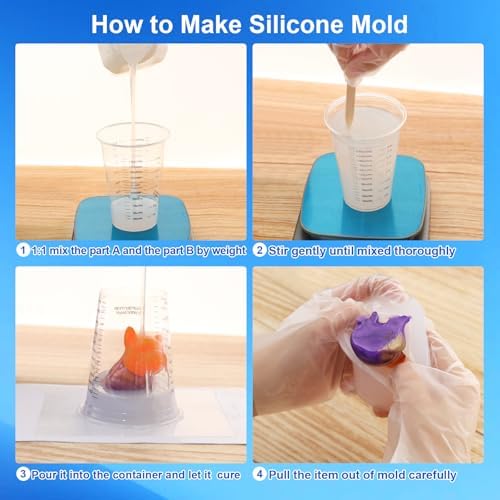 CHANGTIKEJI Silicone Mold Making Kit, 210 oz Super Elastic Liquid Rubber, Fast Curing Translucent Silicone for Resin Casting, Candle, Soap & Food Molds