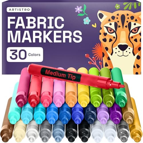 ARTISTRO 30 Fabric Markers for Clothes and Textiles - Acrylic Paint Pens