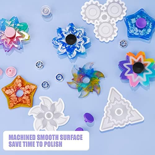 NiArt Fidget Spinner Silicone Resin Mold Kit, 5 Molds, 10 Bearings Set