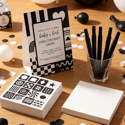 Sinload 56 Pcs Baby Shower DIY High Contrast Card Games, Simple