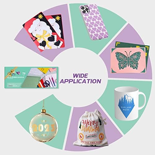 GO2CRAFT Accessories Bundle, 70Pcs Ultimate Vinyl Accessories and Supplies | Adhesive Vinyl Sheets, Folded Card Stock, Card Mat, Weeding Tools, Crafting Starter Kit