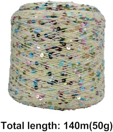 ECYC Ltd 153 Yards Cotton Sequin Yarn, Sparkle Sequin Thread for Knitting & Crocheting, DIY Craft Projects