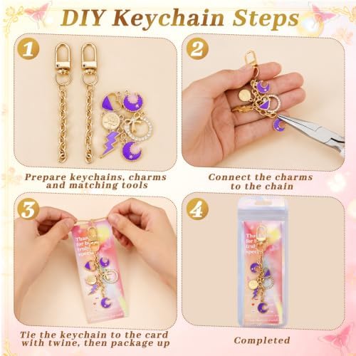 Wurosi 30 Pcs Metal Keychain Making Kit, Bag Charm Chains,Gold