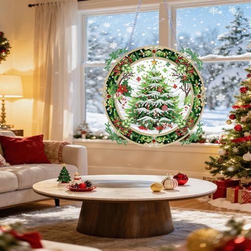 VeGuude Christmas Tree Diamond Art Kits for Adults,Acrylic Hanging Ornament