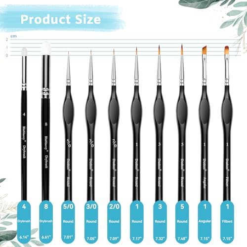 Detail Paint Brushes Set, 10 pcs Miniature Brushes for Fine Detailing