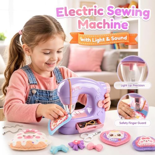 WeeHomm Kids Sewing Machine Toy Beginners Kit, Craft Gift for Girls 4-12