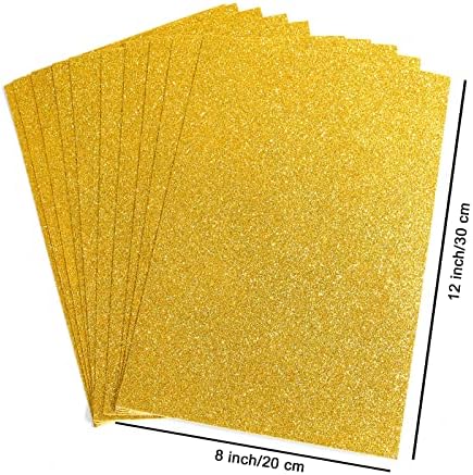 10 Sheets Glitter Paper Sheet for Crafts, A4 Cardstock Self-adhesive Paper for April Fool's Memorial Father's Day Decor Table Decorations, Graduation DIY Card Decoration (Gold)