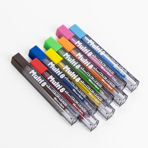 Pentel 8 Color Automatic Pencil Box Set, Assorted Accent Clip Colors, 8 Color Lead Refills and Sharpener (PH158-ST)