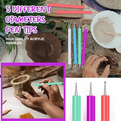 Ashmacdo 20 Pcs Dotting Tools for Painting,Ball Embossing Tool Tracing Stylus for Transfer Paper Drawing Nail Art