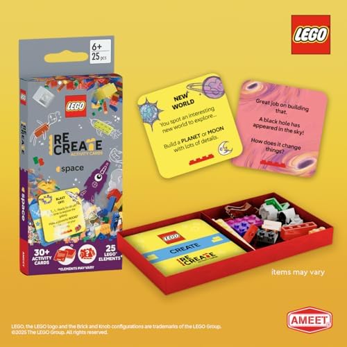 LEGO Recreate Activity Cards – Space | Outer Space Building Game with 30+ Activity Cards & 25 LEGO Elements | Ages 6+