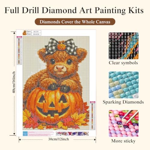 Highland Cow Diamond Painting Kits for Adults, Fall AutumnDiamond Art