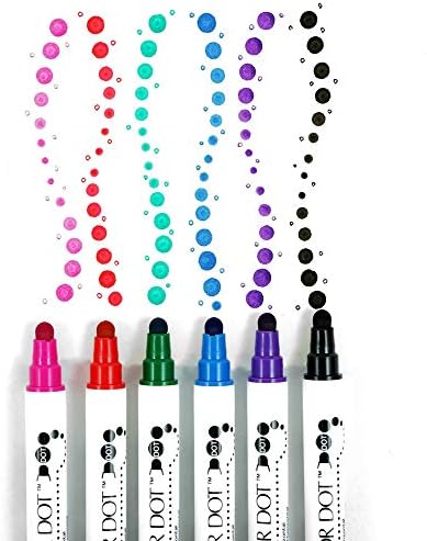 Kuretake CLEAN COLOR DOT Dual tip markers 6 colors set, 0.5mm fine tip and a flexible dot tip, for Journals, Crafts, Illustration, Lettering, Planners, for Adult, Kids, Made in Japan
