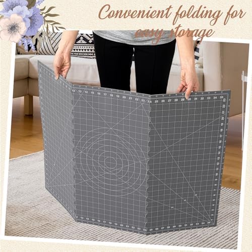 Teenyyou 24" x 36" Self Healing Folding Cutting Mat with Grid for Quilting, Sewing, Craft Hobby Board Sewing Cutting Mat for Quilting, Leather, Fabric, Crafting, Scrapbooking, Art, Clay