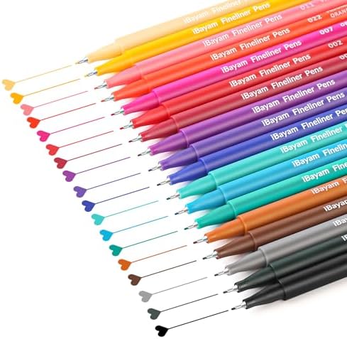 iBayam 18 Colors Fine Point Pens(0.38mm), Cute Office & School Supplies