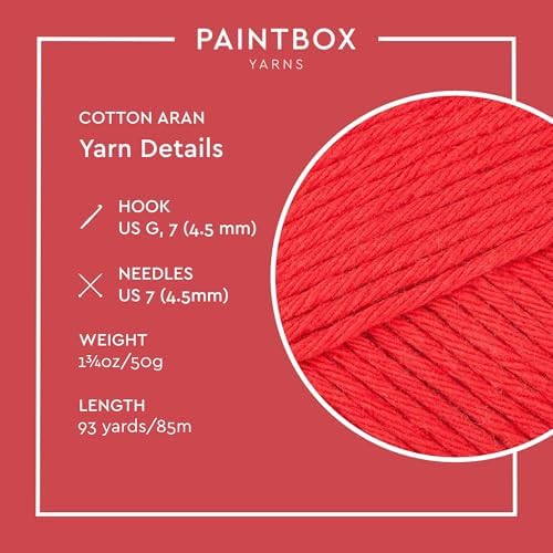 Paintbox Yarns 100% Cotton Aran Yarn 1.76oz / 50g, 93yds / 85m