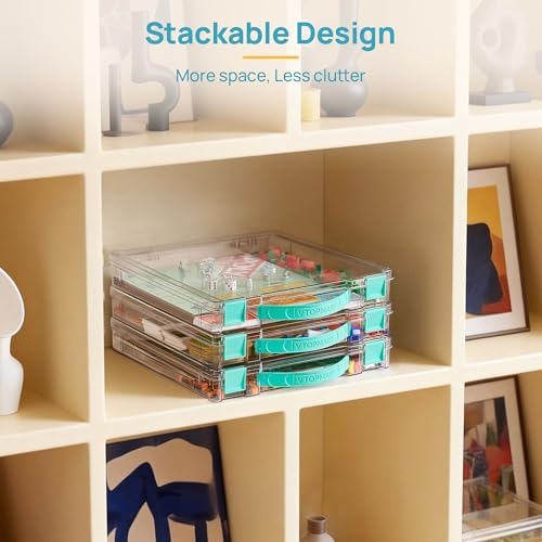 Vtopmart 6 Pack Board Game Storage with Handle and Snap-Tight Latch Lid