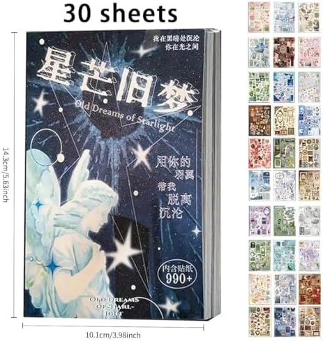 Japanese Manga Style Sticker Book Four Seasons Radio Romantic Memory Series, 30 Pages Coated Paper Collection for Diary Scrapbooking Notebooks